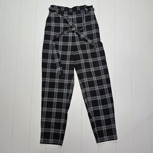 Divided H&M Women's Black White Plaid Pants Size 2 Stretch Waist